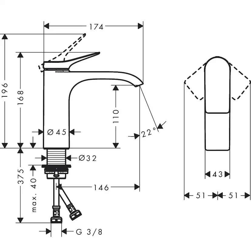 Tvättställsblandare Hansgrohe Vivenis 110 Waterfall
