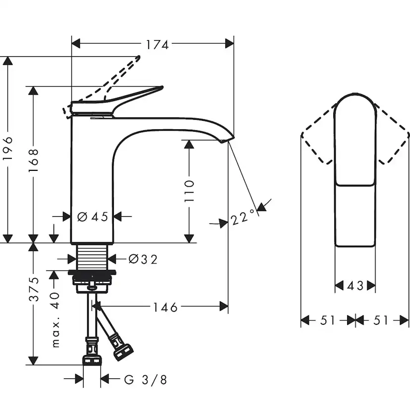 Tvättställsblandare Hansgrohe Vivenis 110 Waterfall