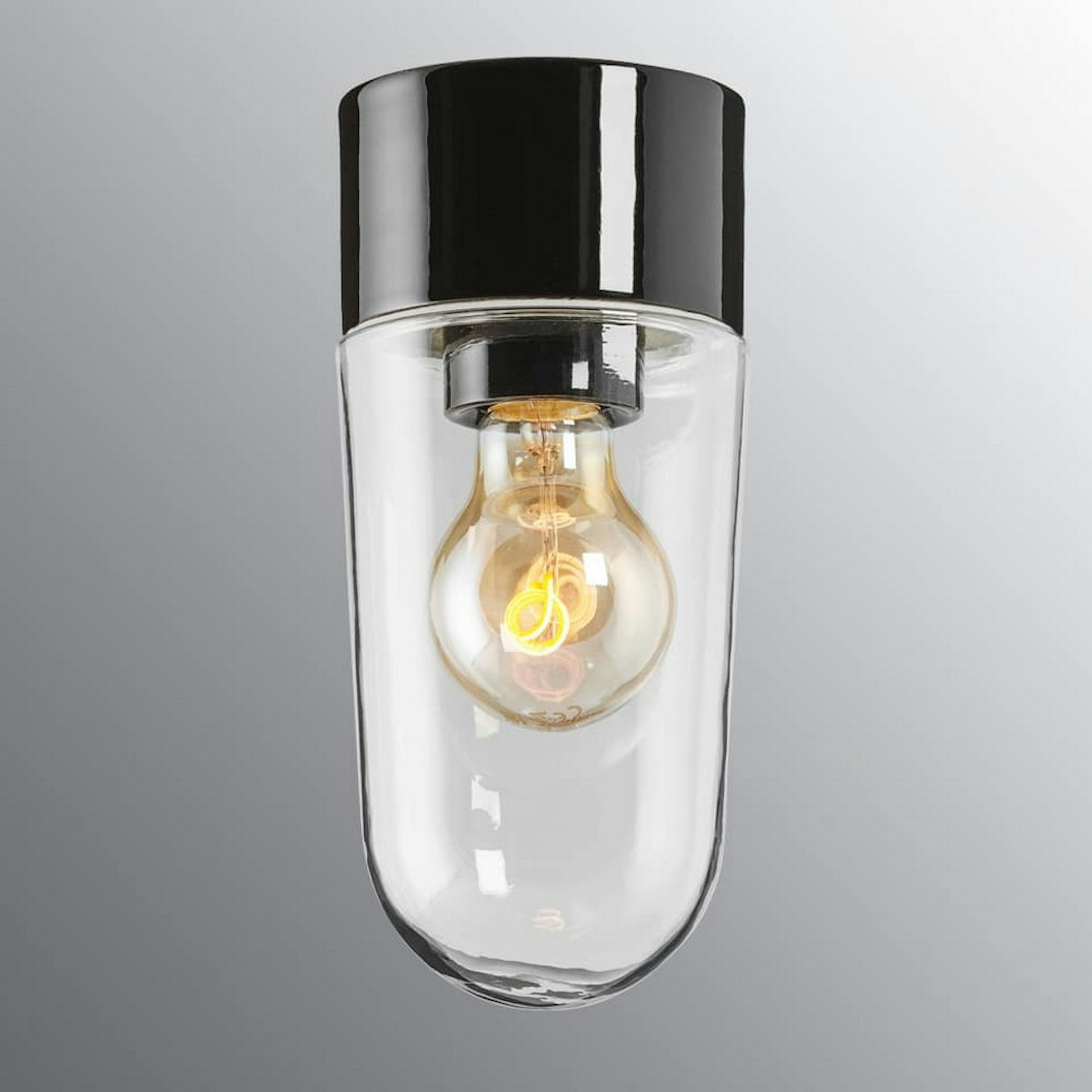 Vägg-/Taklampa Ifö Electric Stallglas Klar IP54 Rak E27