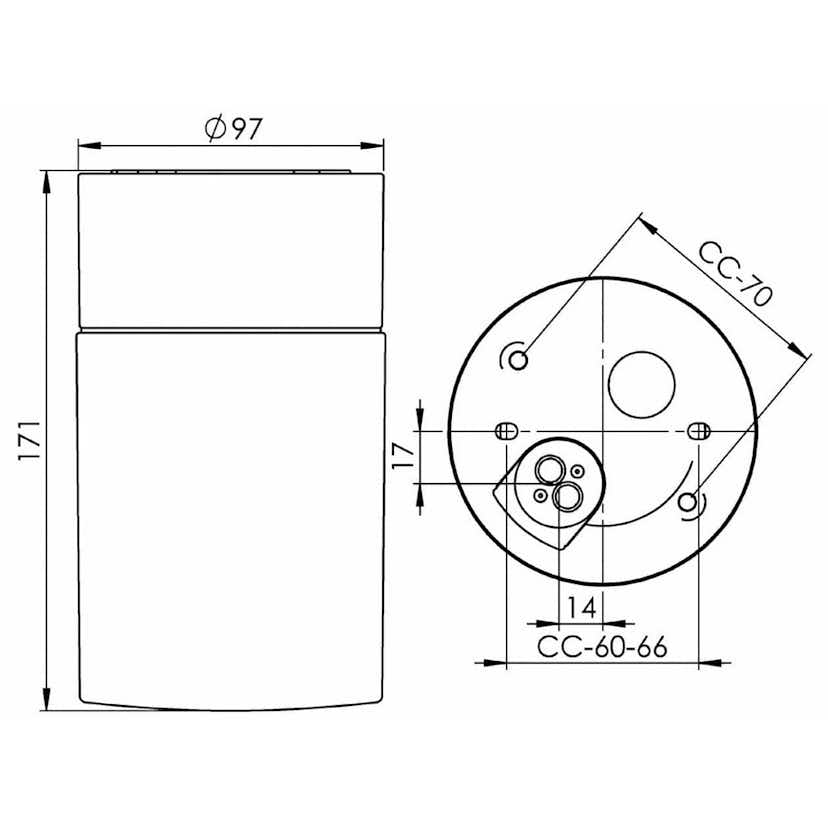 Vägg-/Taklampa Ifö Electric Opus 100/175 IP44 Rak E27 Bastu