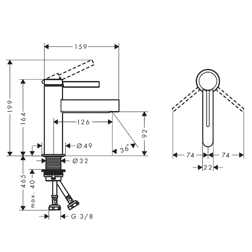 Tvättställsblandare Hansgrohe Finoris 100