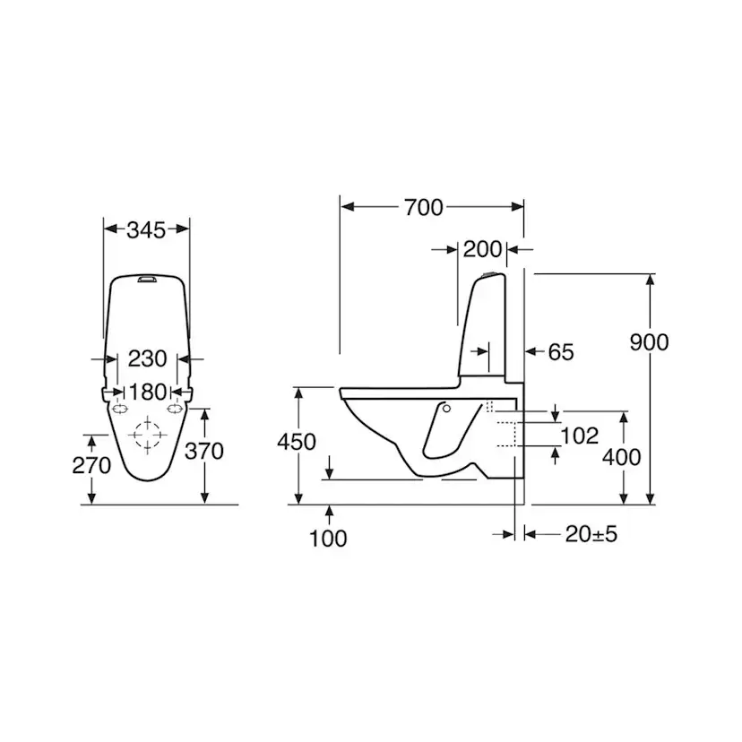 Vägghängd Toalettstol Gustavsberg Nautic 1522 C+ Hygienic Flush 4L