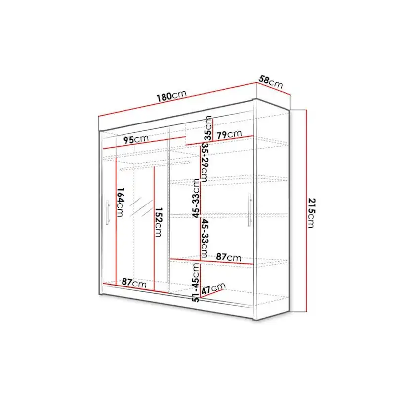 Garderob Scandinavian Choice Prag Skjutdörrar Spegel