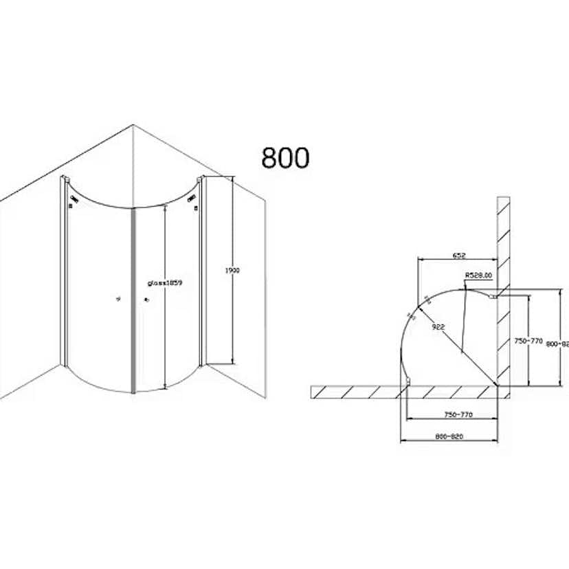 Duschhörn Arrow Basic Round Klarglas