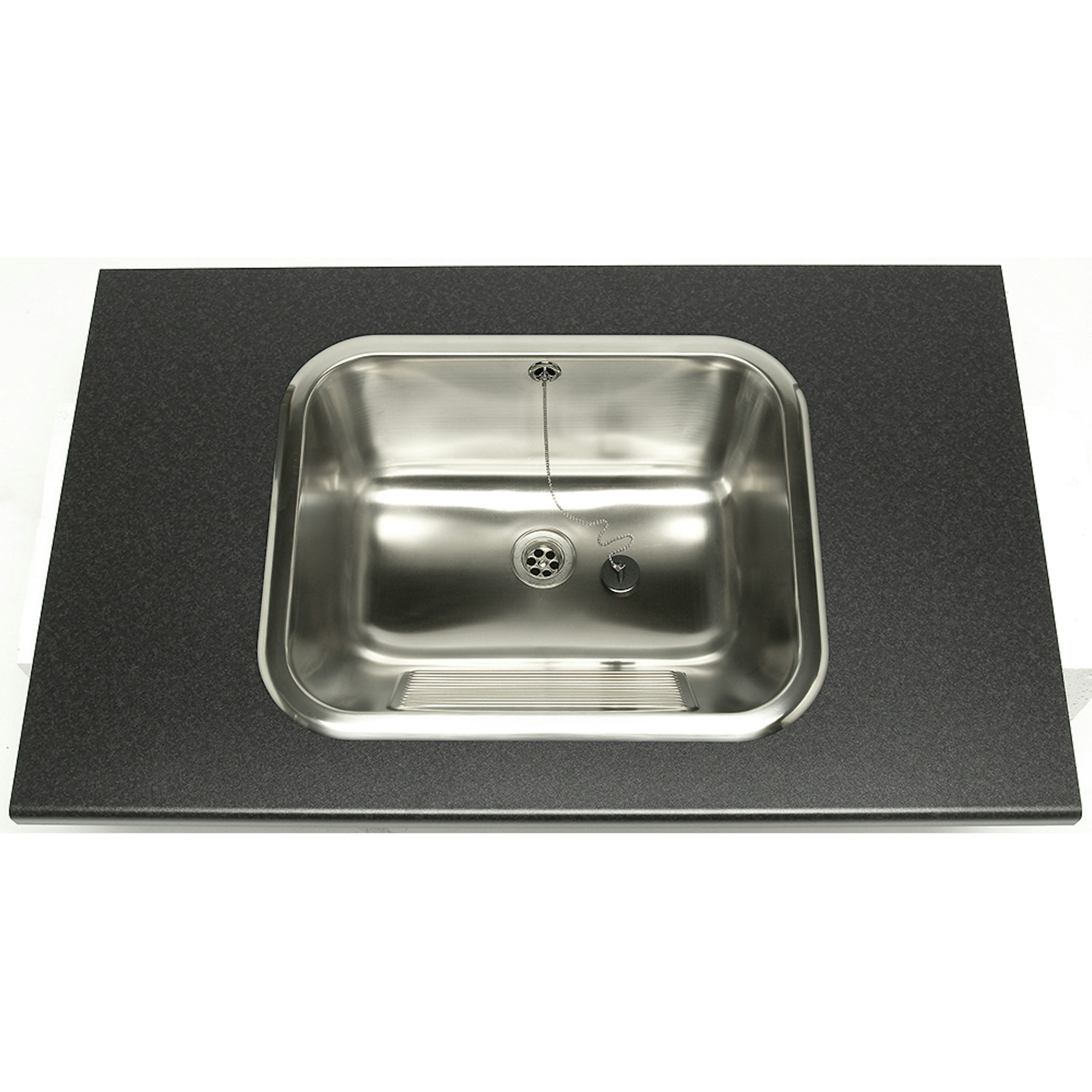 Tvättlåda Nimo TL50 För Inbyggnad Rostfri med Bräddavlopp & Ventil