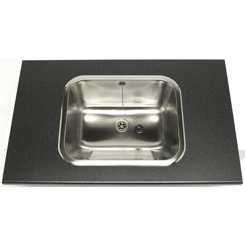 Tvättlåda Nimo TL50 För Inbyggnad Rostfri med Bräddavlopp & Ventil