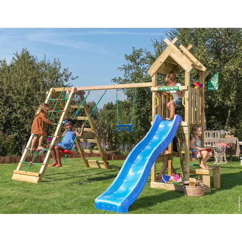 Lektorn Jungle Gym Totem Inkl Klättermodul & Blå Rutschkana