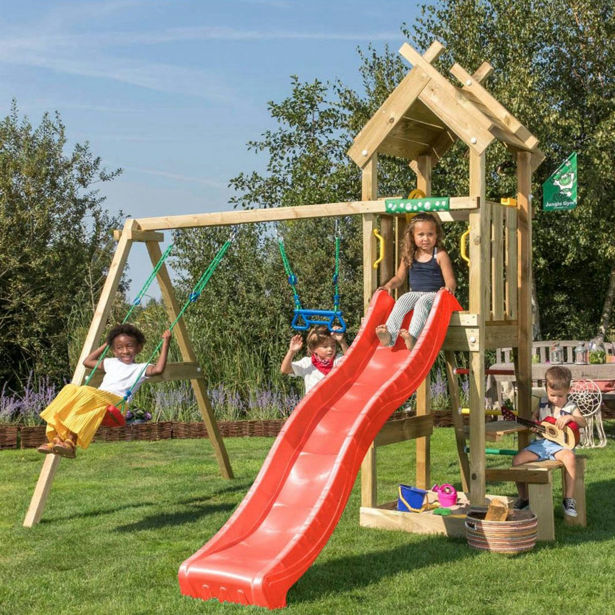 Lektorn Jungle Gym Totem Inkl Gungmodul & Röd Rutschkana