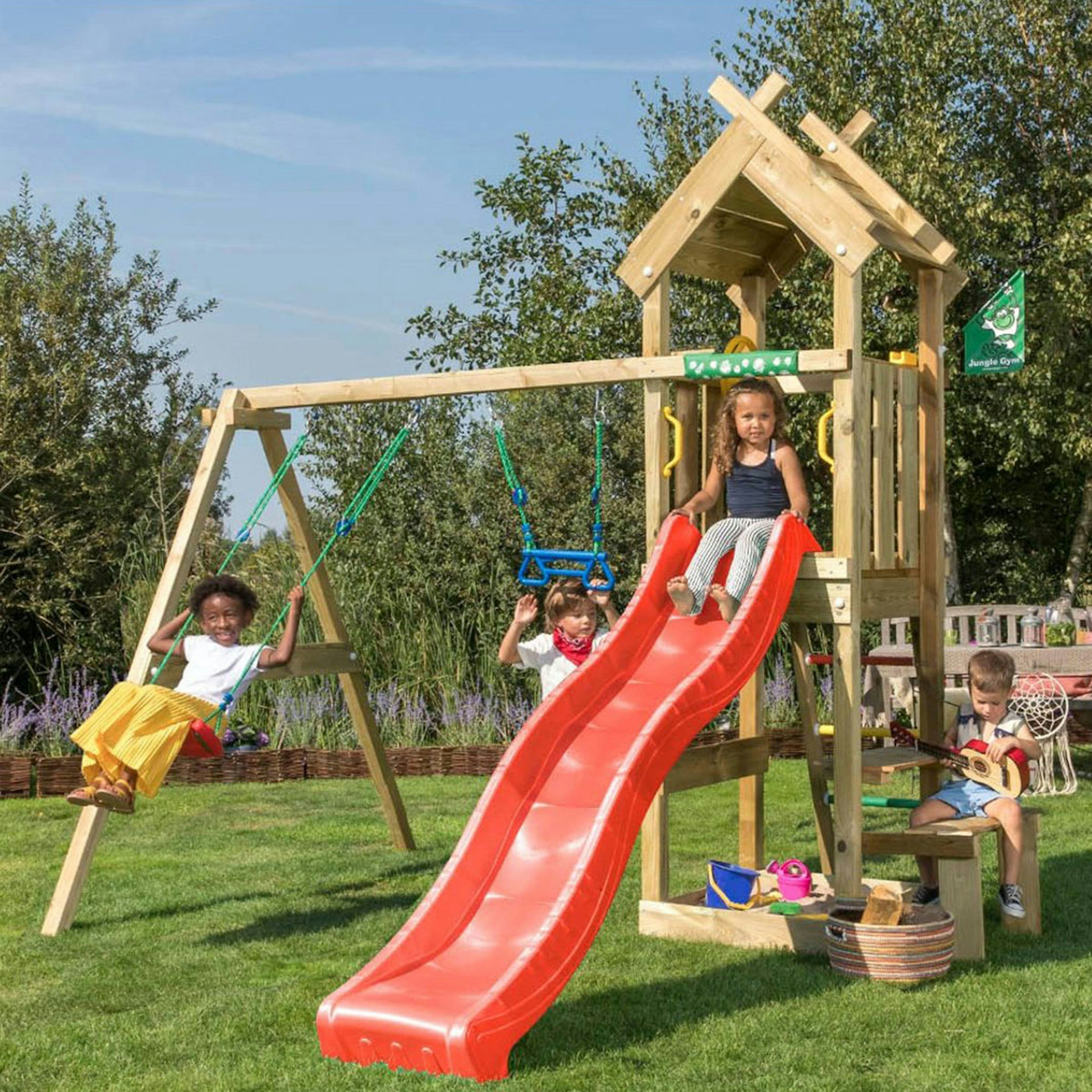 Lektorn Jungle Gym Totem Inkl Gungmodul & Röd Rutschkana