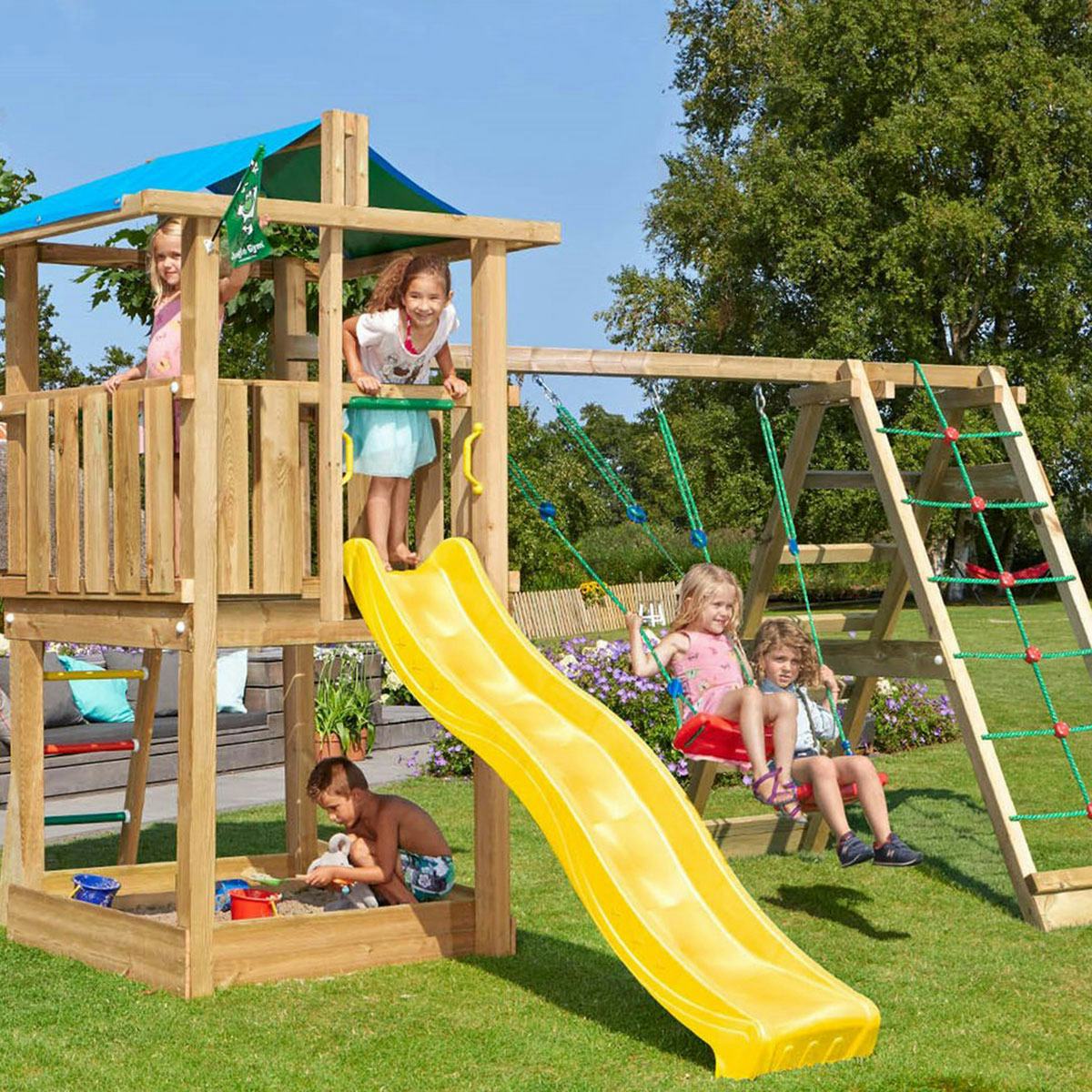 Lektorn Jungle Gym Hut Komplett Inkl Climb Modul X'tra och Rutschkana