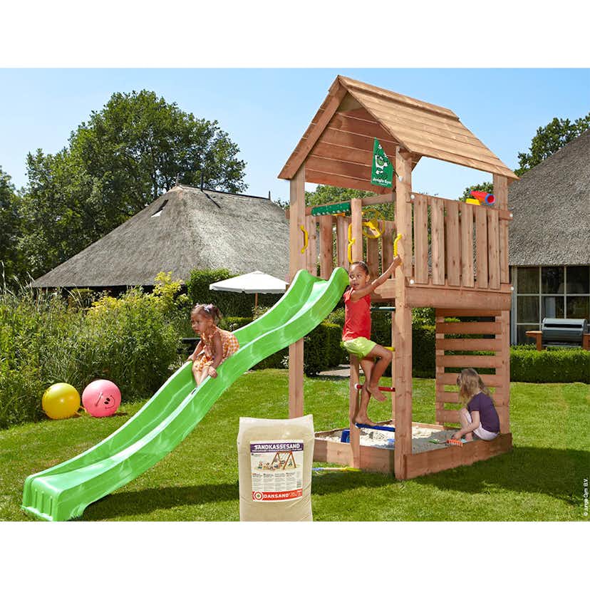 Lektorn Jungle Gym Cabin 2.1 Grön Rutschkana & Sand