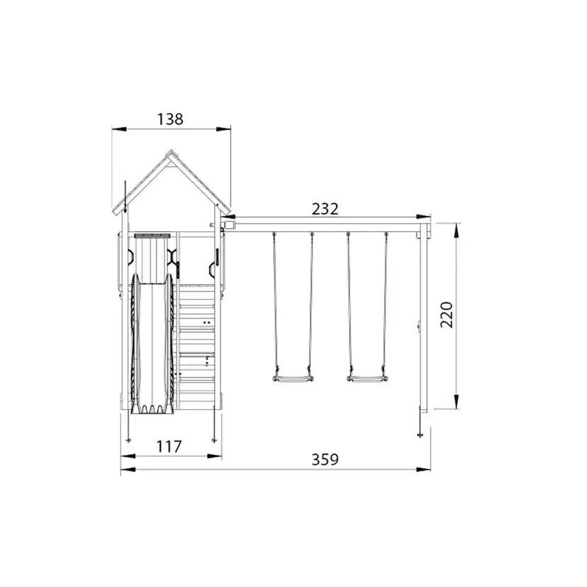 Lektorn Jungle Gym Cabin 2.1 Gungmodul Grön Rutschkana & Sand
