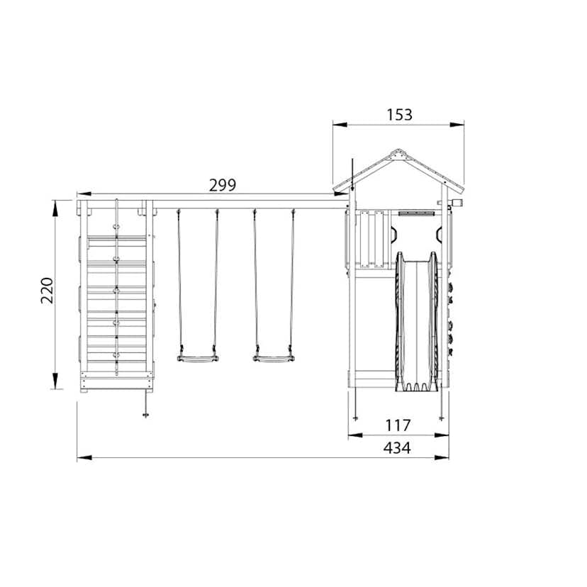 Lektorn Jungle Gym Mansion 2.1 Klättermodul Blå Rutschkana & Sand