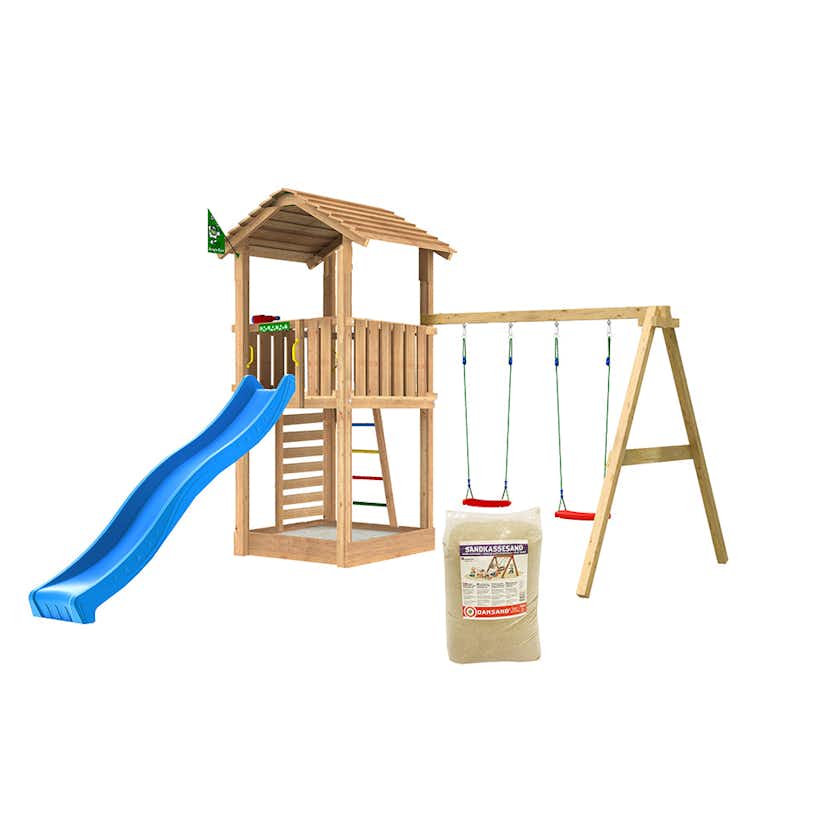 Lektorn Jungle Gym Cottage 2.1 Gungmodul Blå Rutschkana & Sand