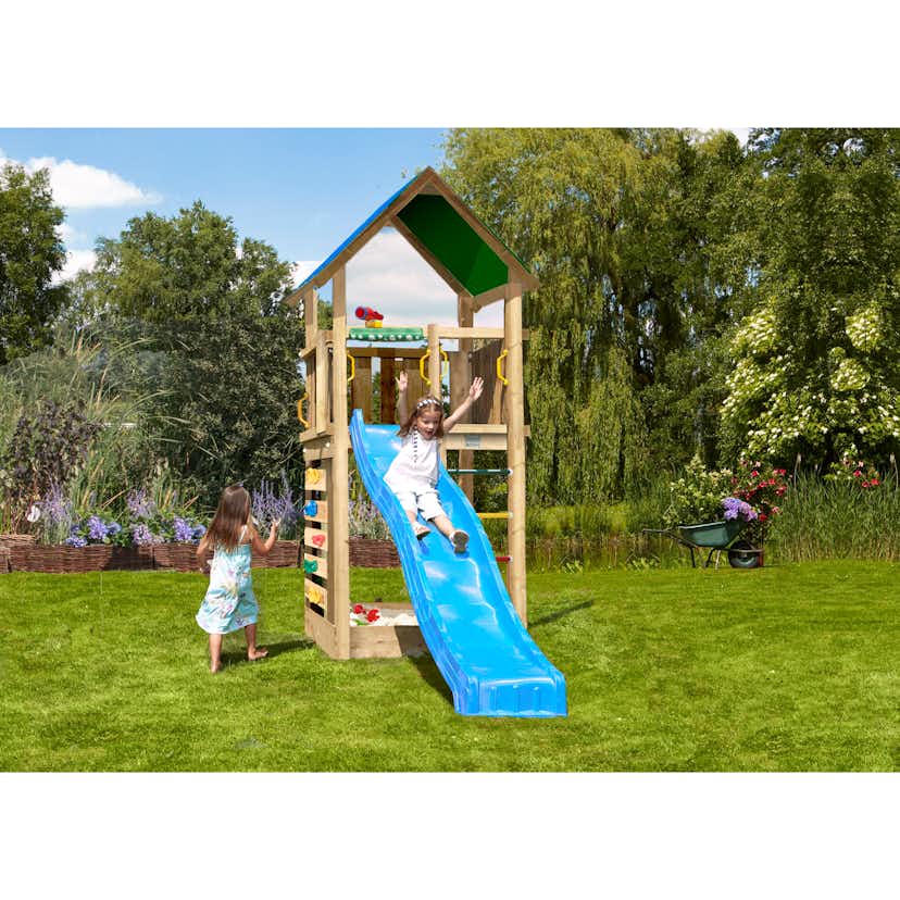 Lektorn Jungle Gym Lodge 2.1 Med Blå Rutschkana