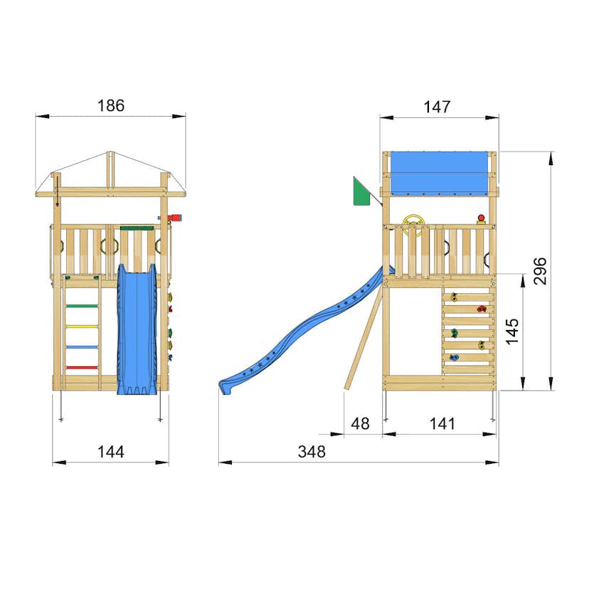 Lektorn Jungle Gym Fort 2.1 Med Blå Rutschkana