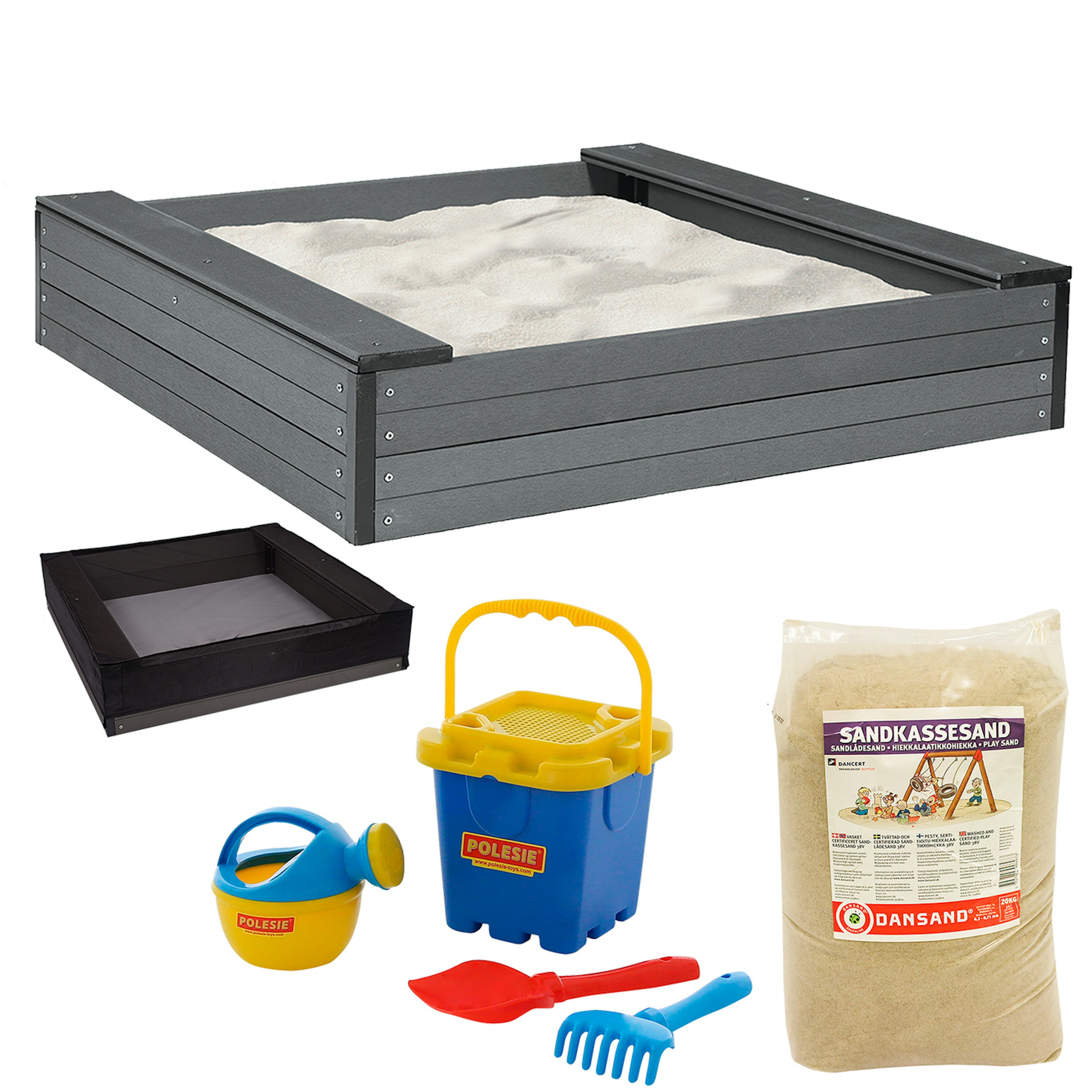 Sandlåda Nordic Play med Sits inkl Sand och Strandset