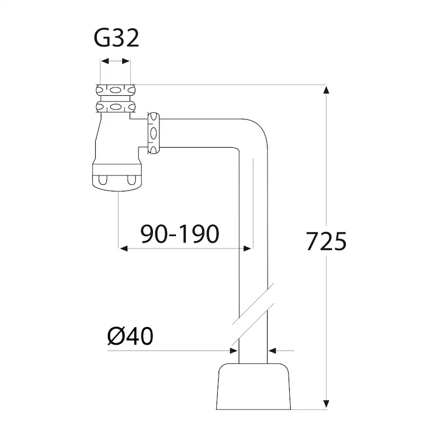Vattenlåssats Purus 90° G32xØ40 Krom