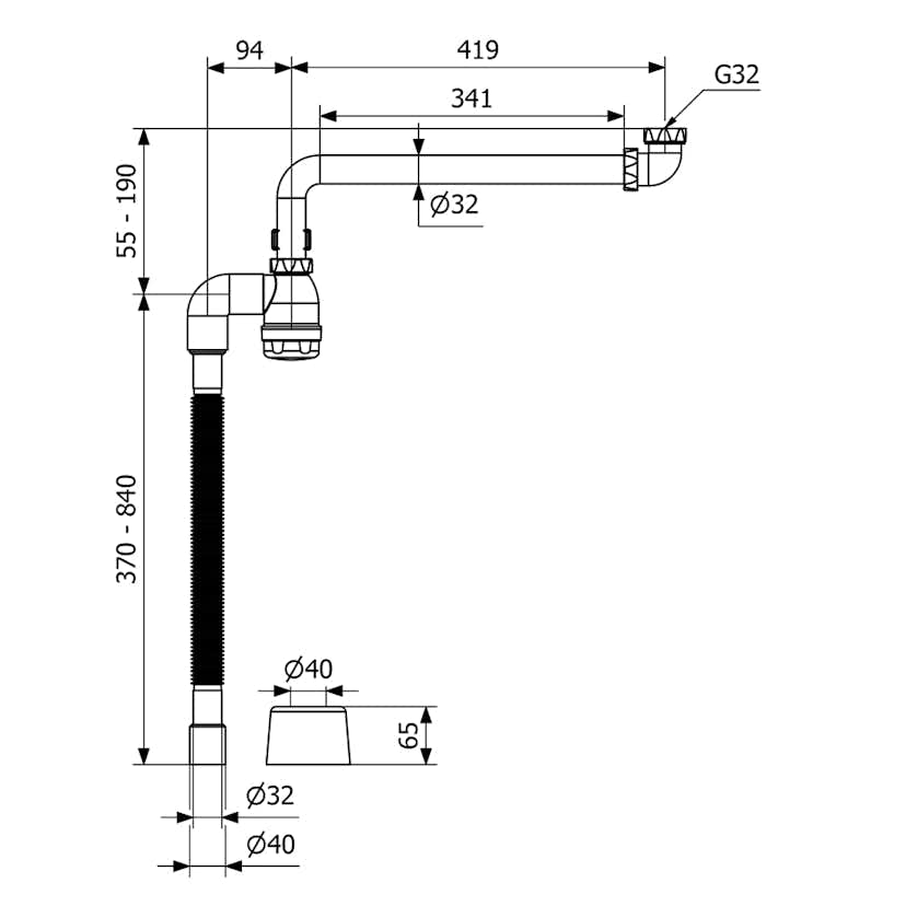 Vattenlåssats Purus för Kommod G32