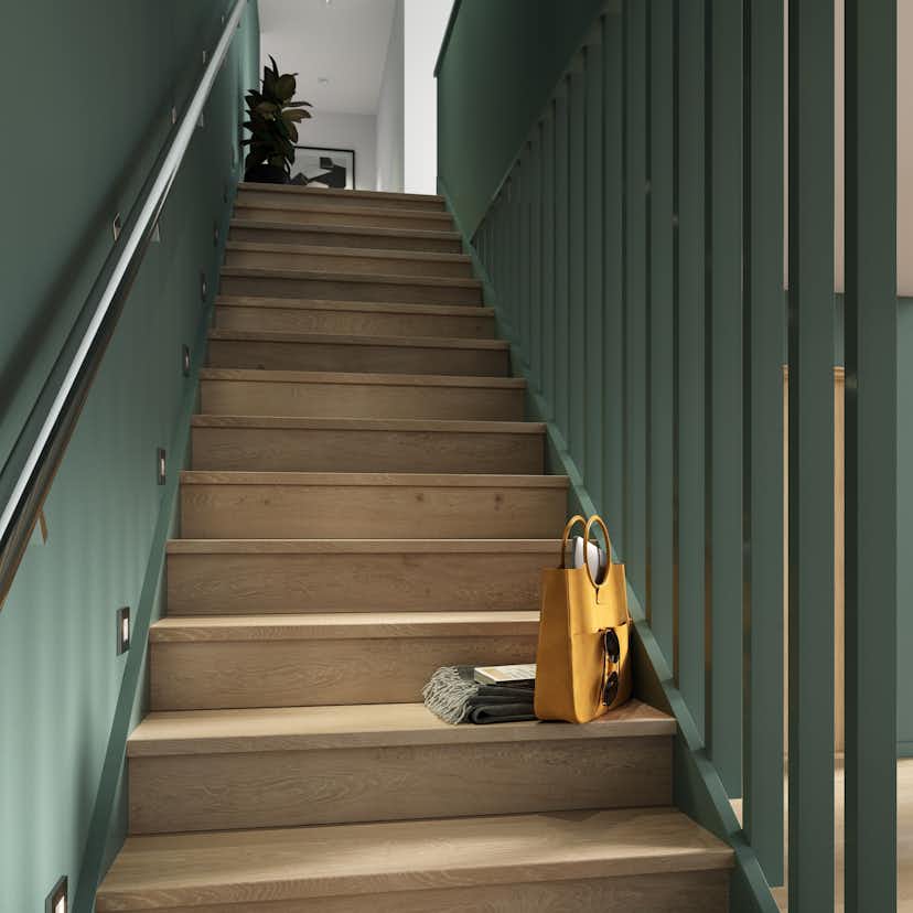 Trapprenovering Lundbergs Premium Nordic White Ek Dubbelsteg