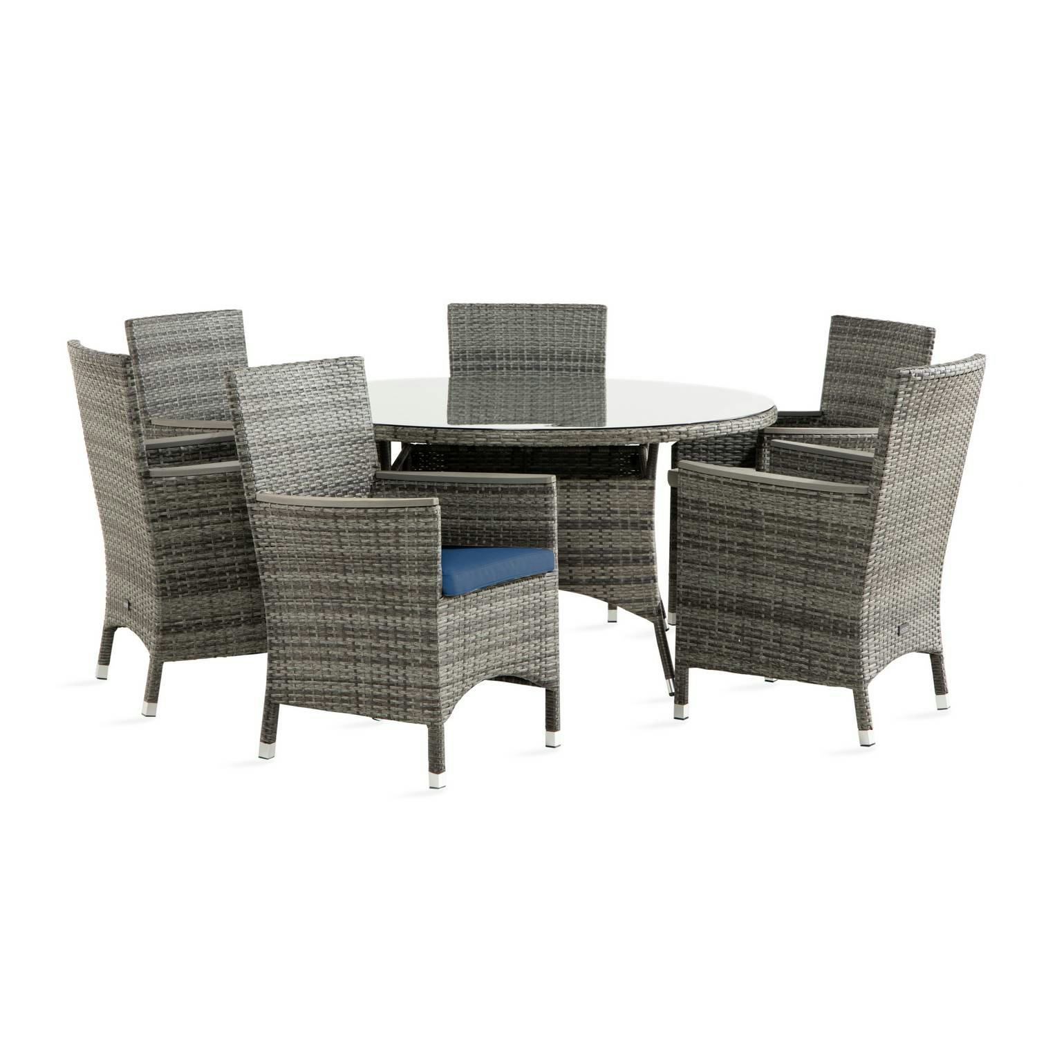 Matgrupp Comfort Garden Thor Matgrupp Utomhus 140 Rund med 6 Thor Lyx Stol m Armstöd m Dyna