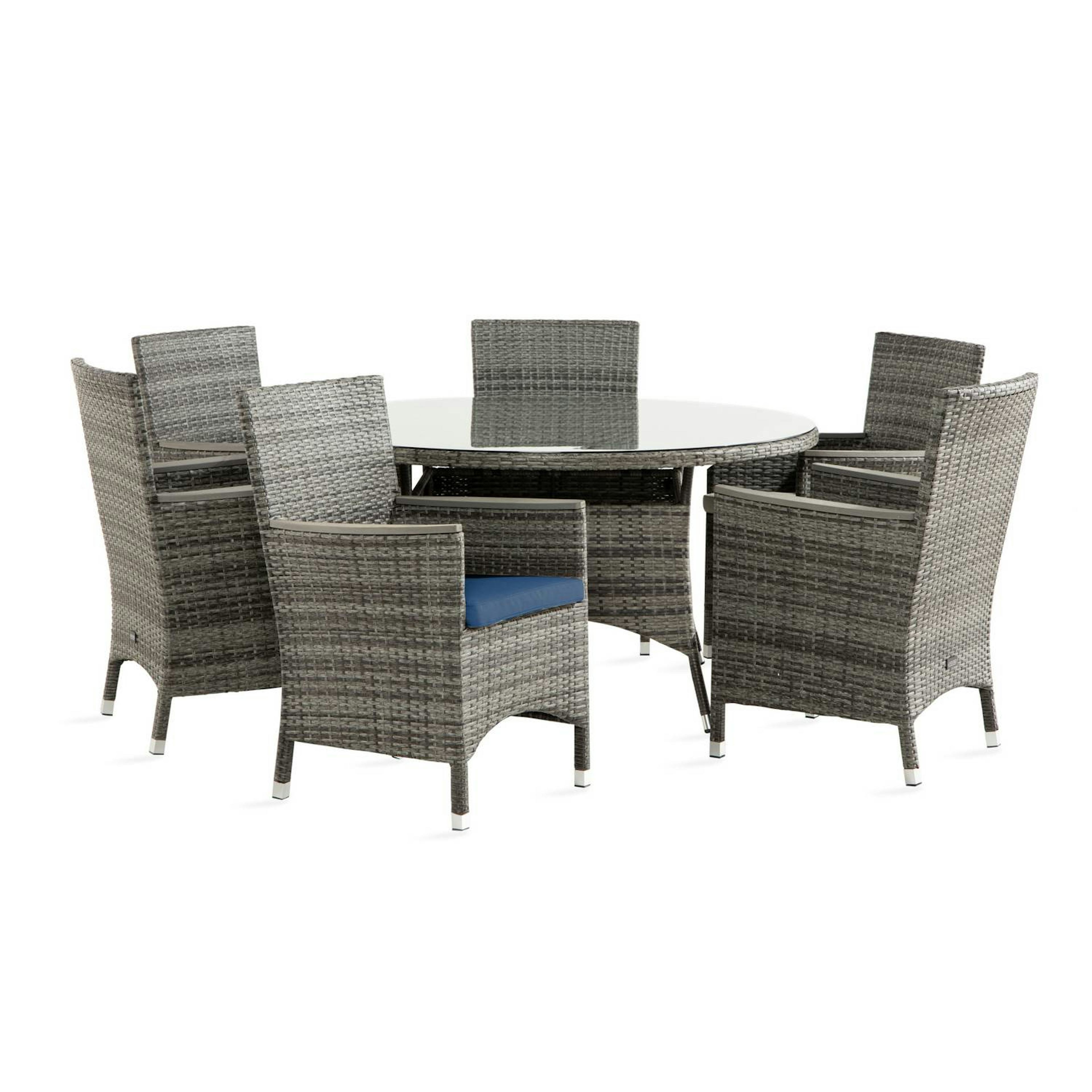 Matgrupp Comfort Garden Thor Matgrupp Utomhus 140 Rund med 6 Thor Lyx Stol m Armstöd m Dyna