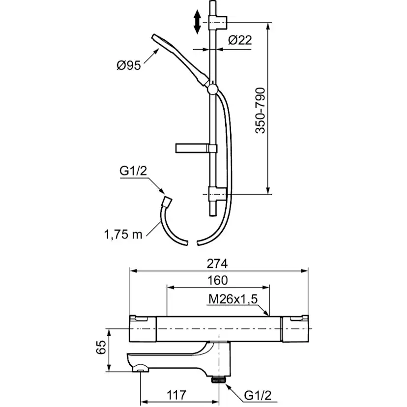 Duschset Mora Cera med Badkarsblandare