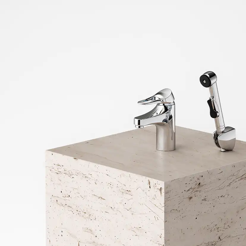 Tvättställsblandare FM Mattsson 9000XE med Sidodusch Krom