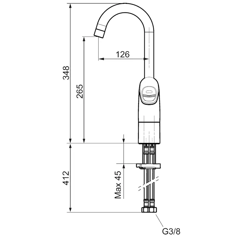 Tvättställsblandare FM Mattsson 9000XE Krom för Tvättrännor