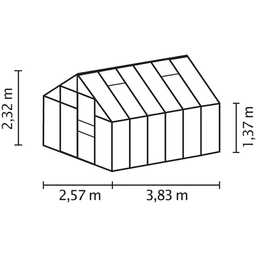 Växthus Vitavia Merkur 9900 6mm Polykarbonat Svart Med Sockel