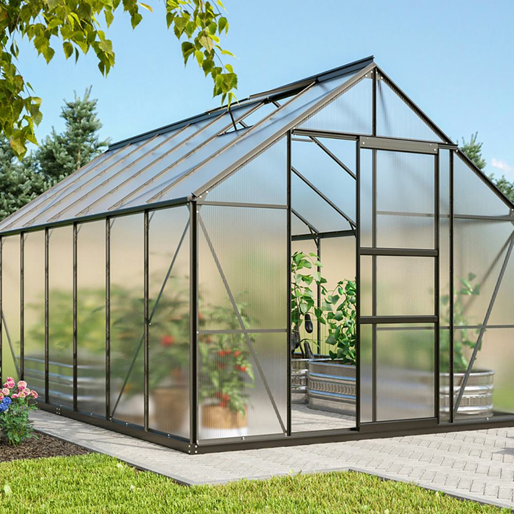 Växthus Vitavia Merkur 11500 6mm Polykarbonat Svart Med Sockel