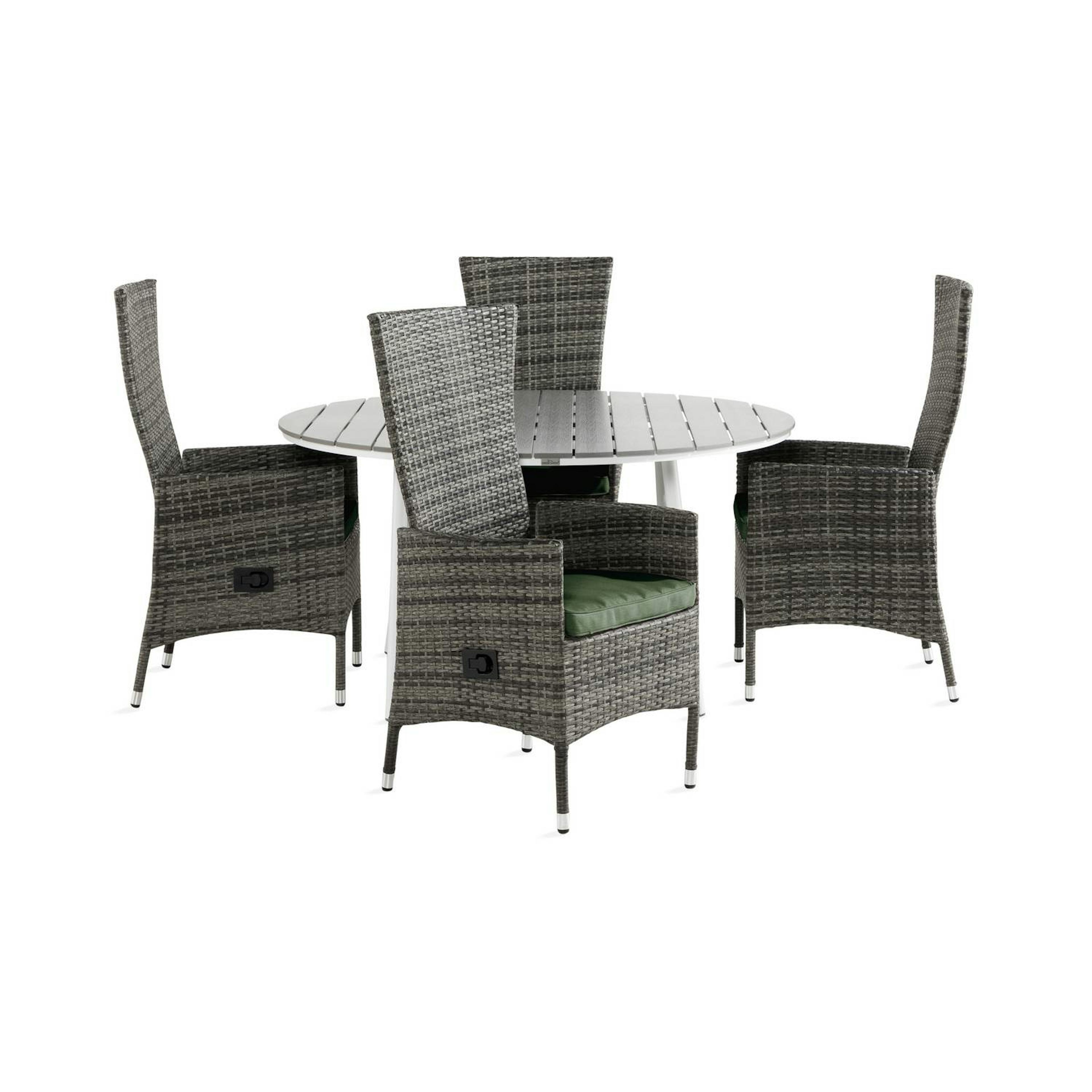 Matgrupp Comfort Garden Tunis Matgrupp Utomhus 140 Rund med 4 Jenny Fåtölj Ställbar m Dyna