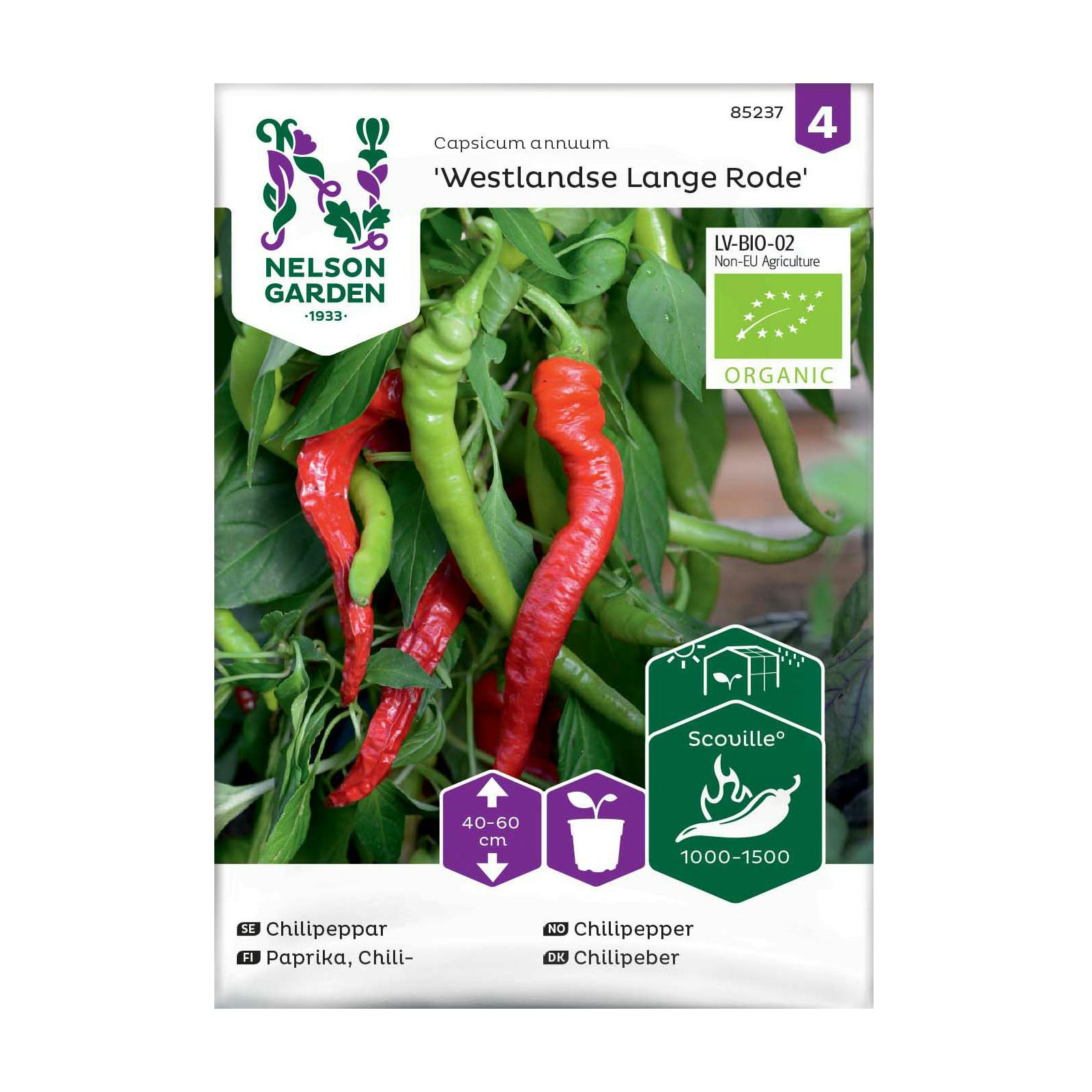 Frö Chilipeppar Nelson Garden Westlandse Lange Rode