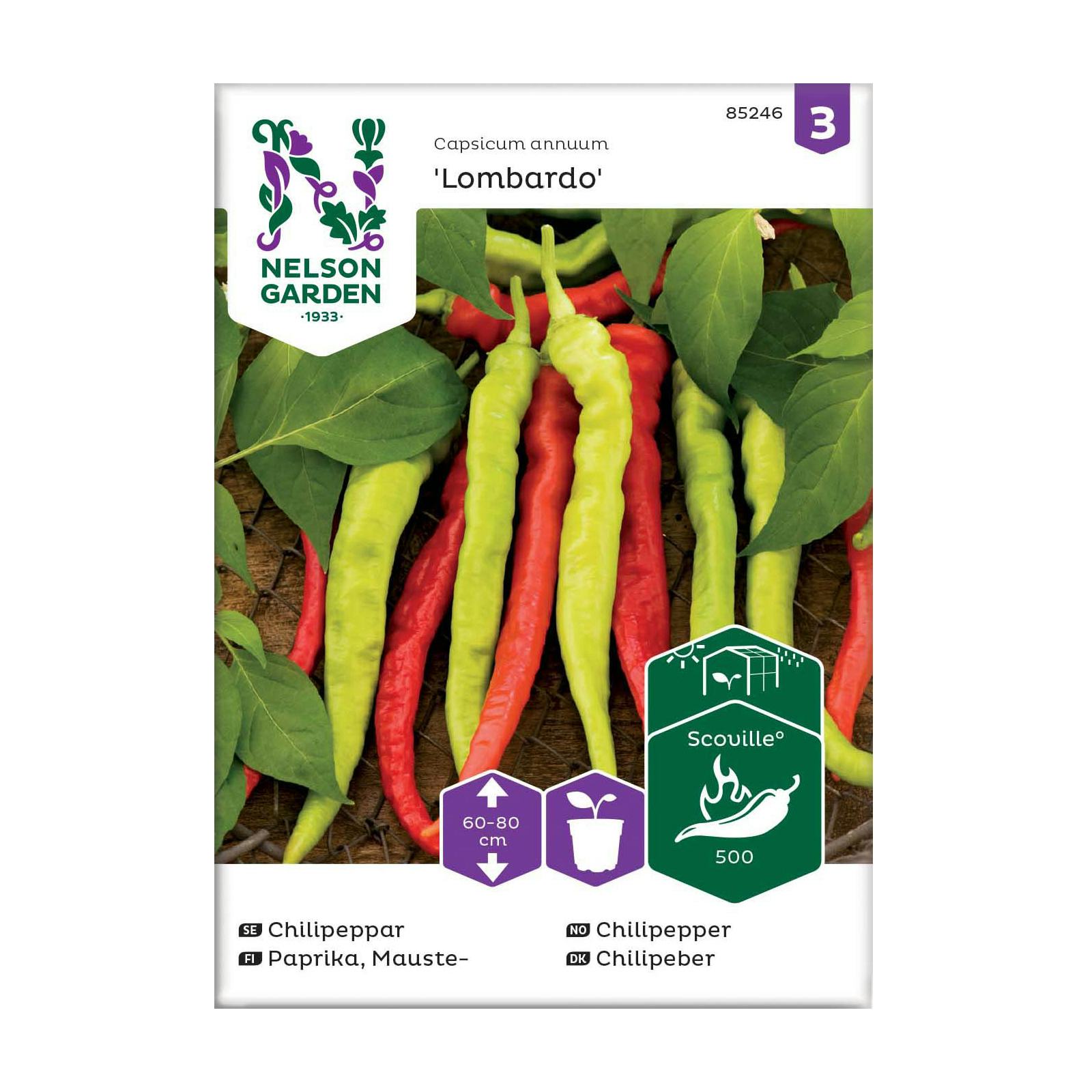 Frö Chilipeppar Nelson Garden Lombardo