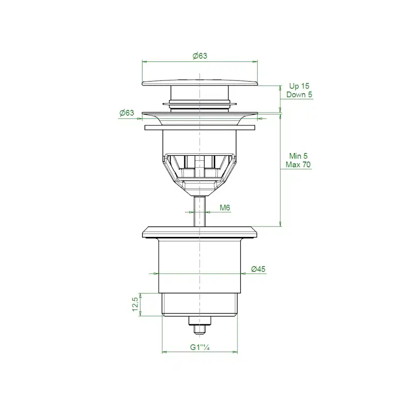 Bottenventil Alterna Rund Flat Pop-Up med Easy Clean