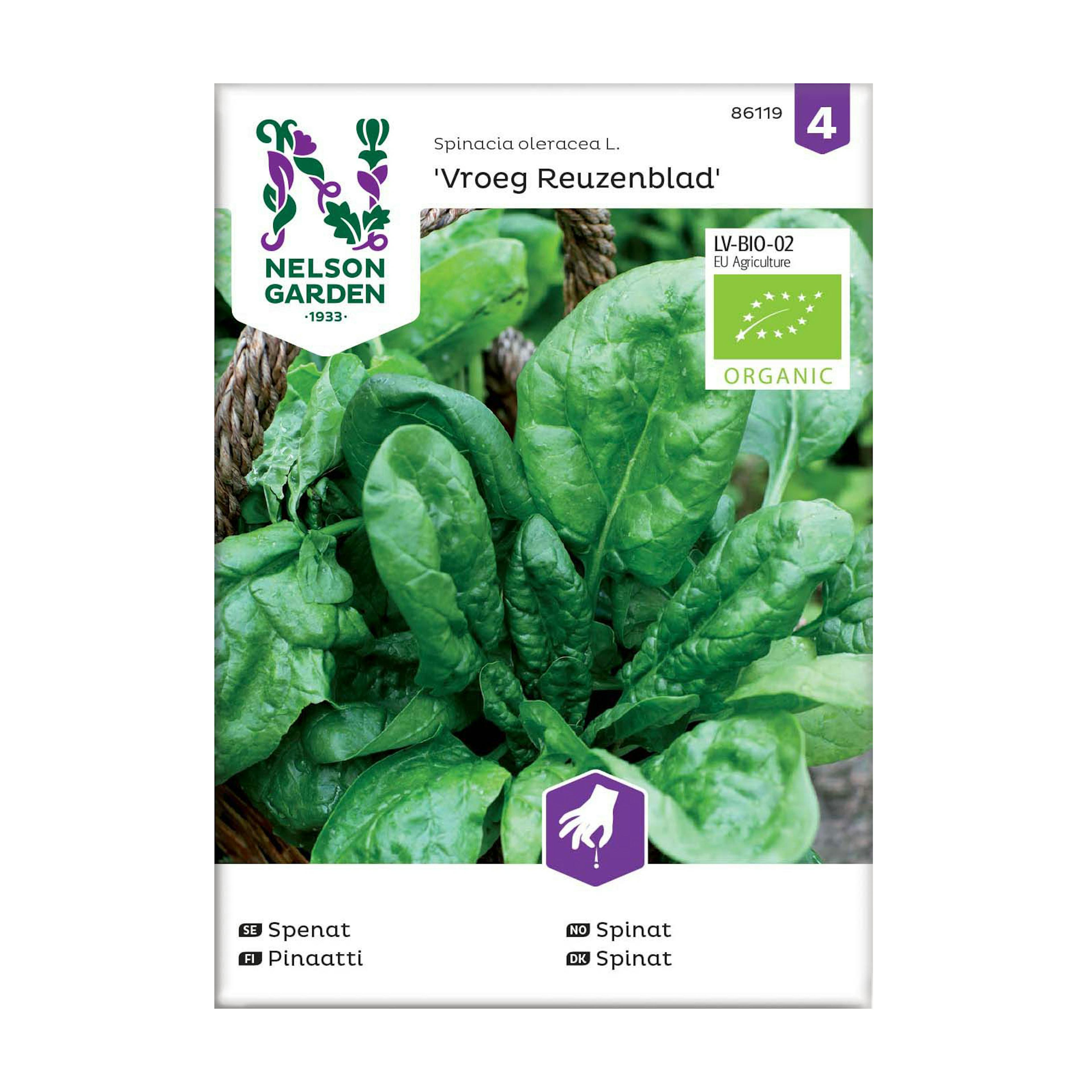 Frö Spenat Nelson Garden Vroeg Reuzenblad Organic