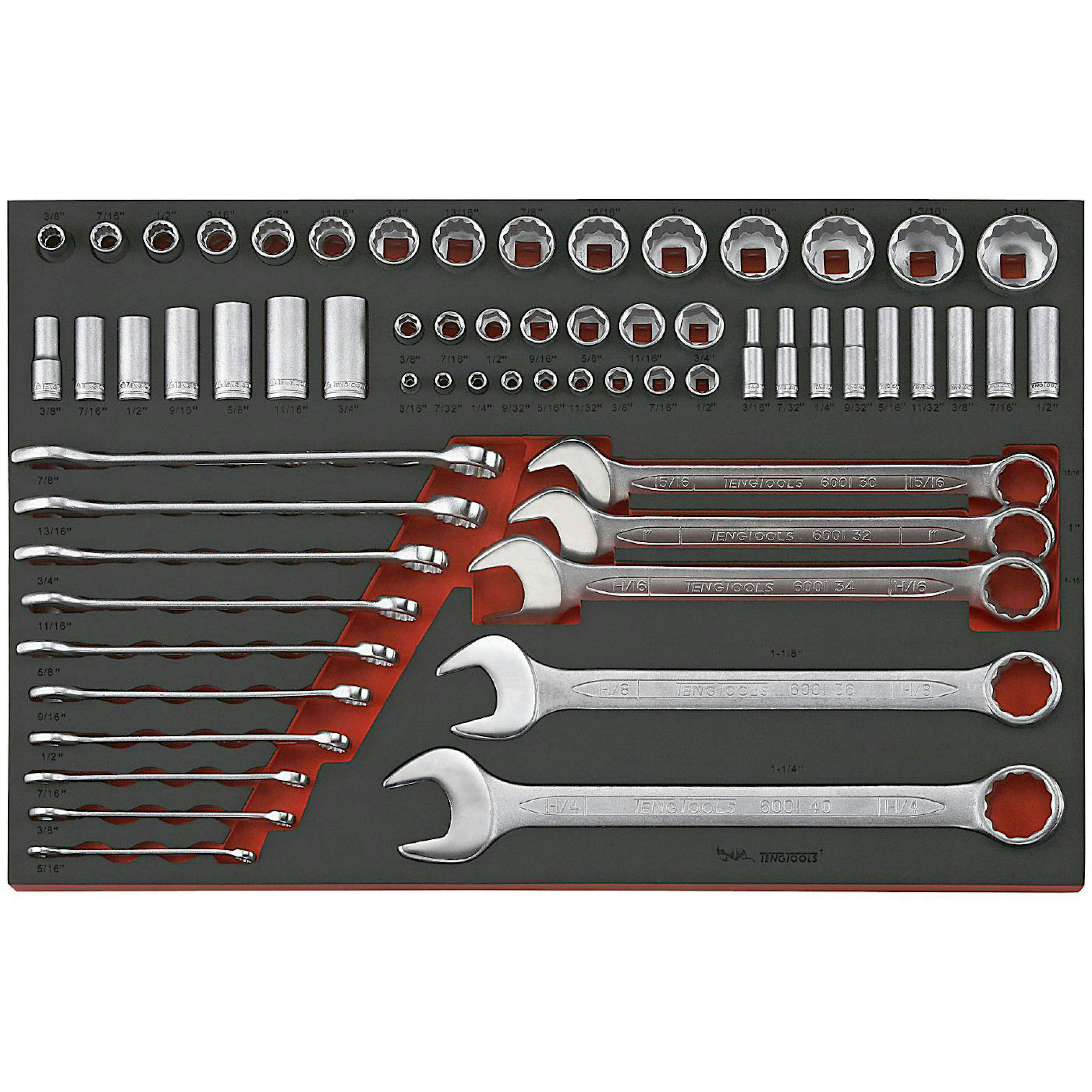 U-ringnyckel- och hylssats 62 delar Teng Tools TTEAF62