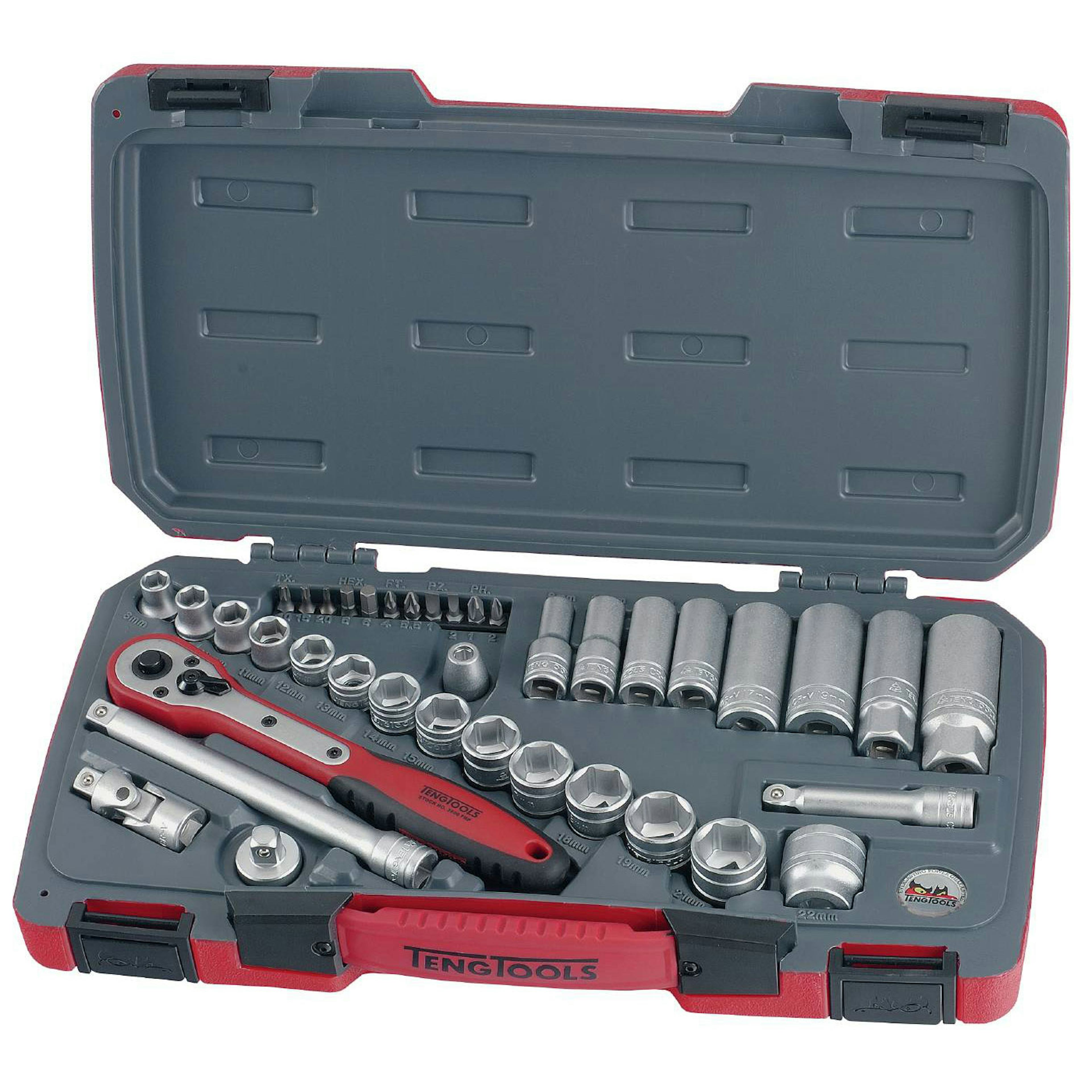 Hylsnyckelsats med 3/8 tum fyrkantsfäste Teng Tools T3839