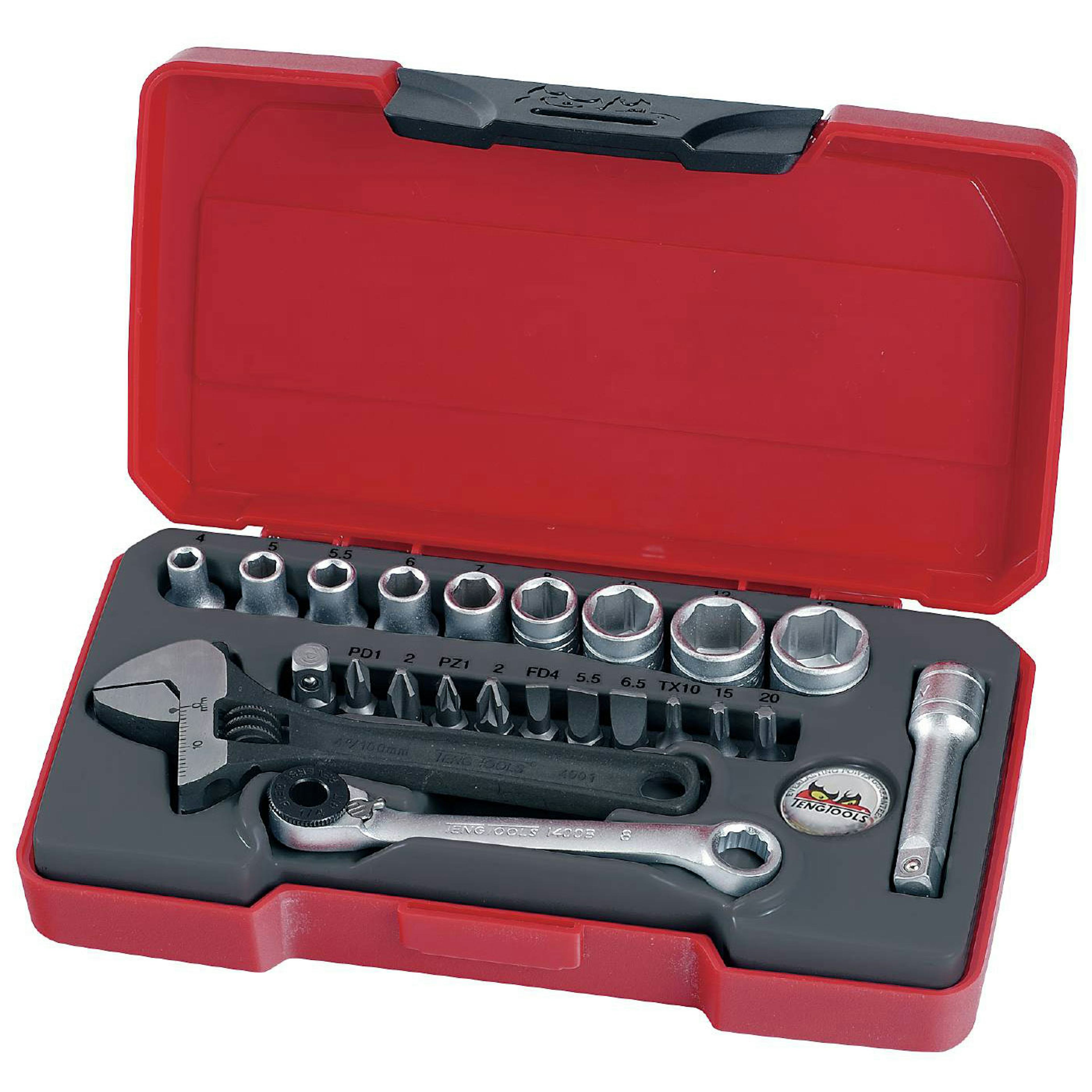 Hylsnyckelsats med 1/4 tum fyrkantsfäste Teng Tools T1423