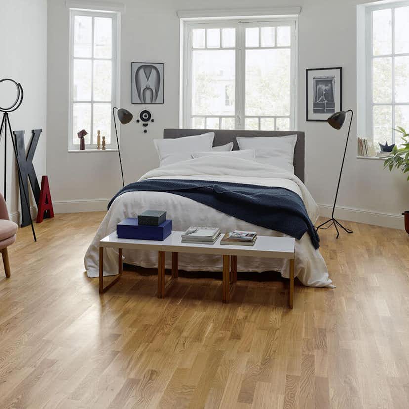 Trägolv Tarkett Pure Ek Natur, Lackat 3-Stavs Parkettgolv