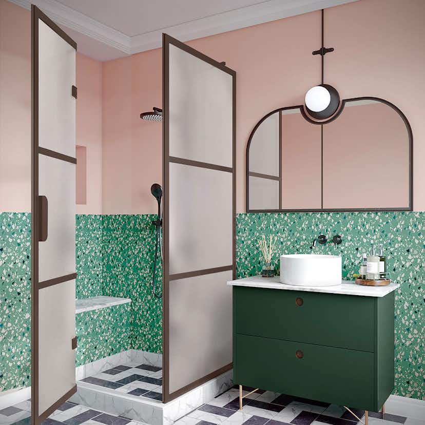 Duschhörn Hietakari Bläk 888 Tokyo Fast Vägg och Vikbara Dörr