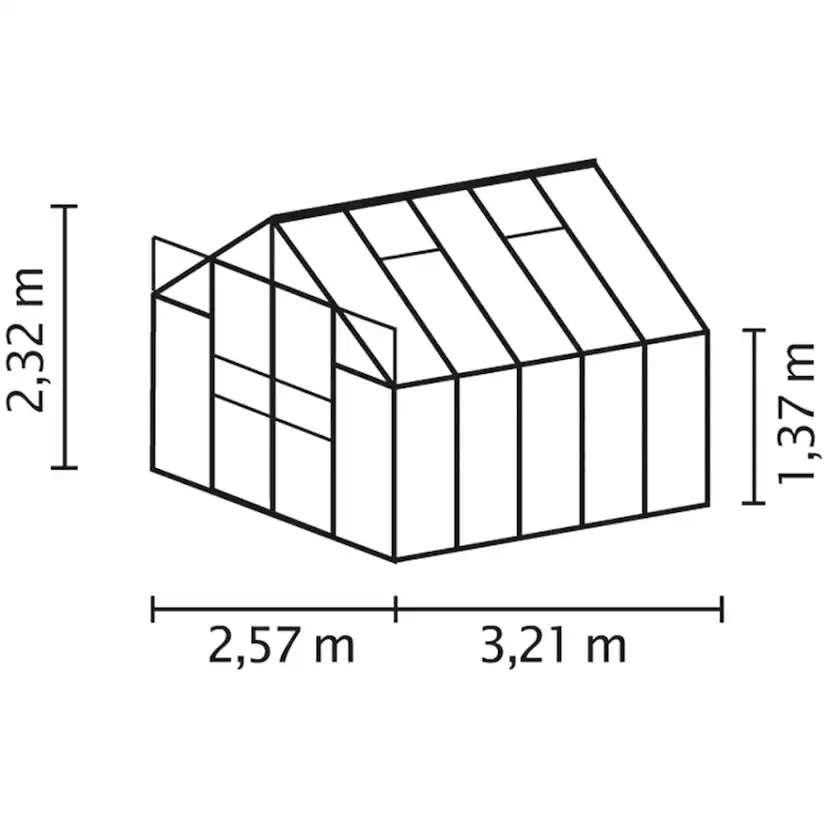 Växthus Vitavia Mars 8300 3mm Härdat Glas Svart Med Sockel