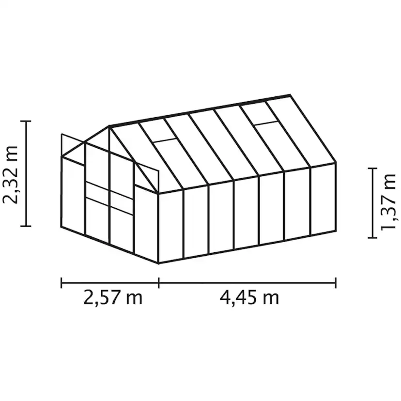Växthus Vitavia Mars 11500 3mm Härdat Glas Svart Med Sockel