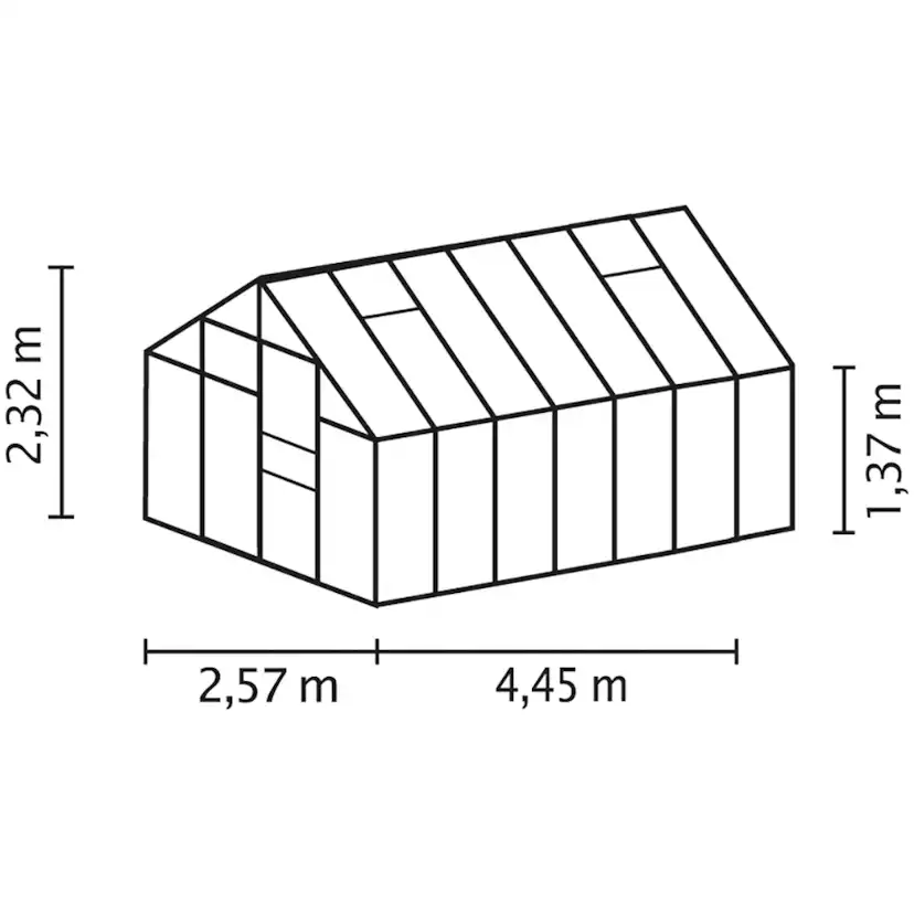 Växthus Vitavia Merkur 11500 3mm Härdat Glas Svart Med Sockel