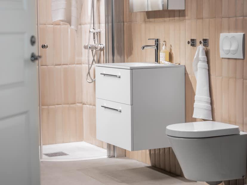 Tvättställsskåp Alterna Isella Aqua med Ariella Mineralkomposit Tvättställ