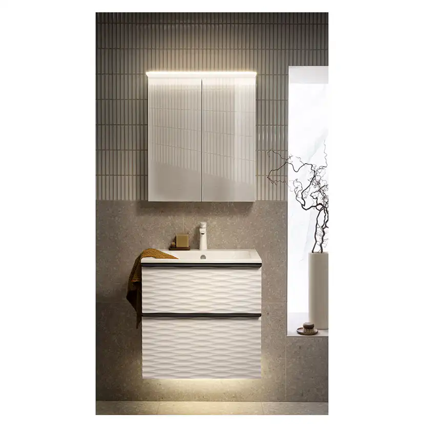 Tvättställsskåp Alterna Isella Aqua Wave med Ariella Tvättställ Mineralkomposit