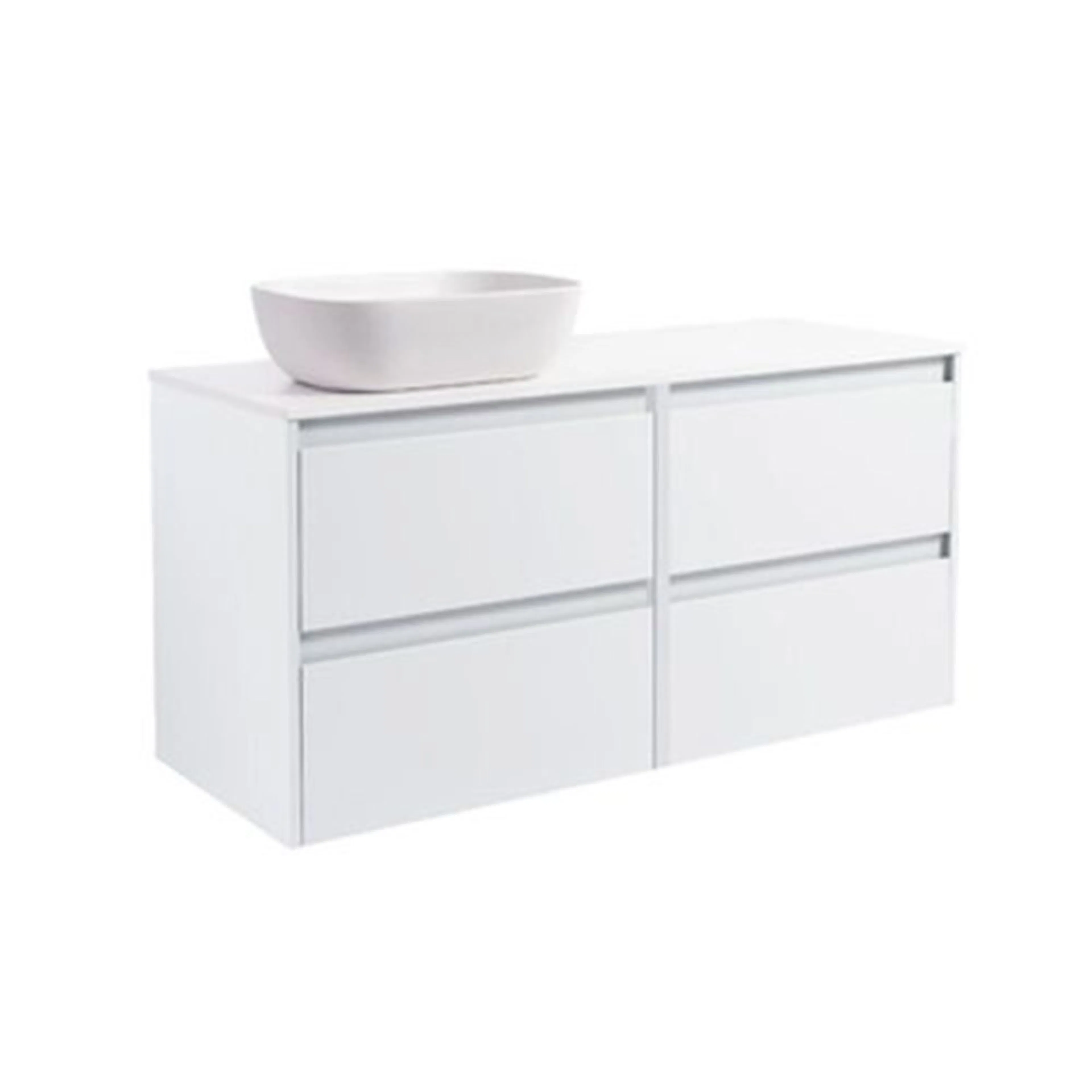 Tvättställsskåp Alterna Luxor 120 med Bänkskiva Kvartskomposit och Rektangulärt Tvättställ