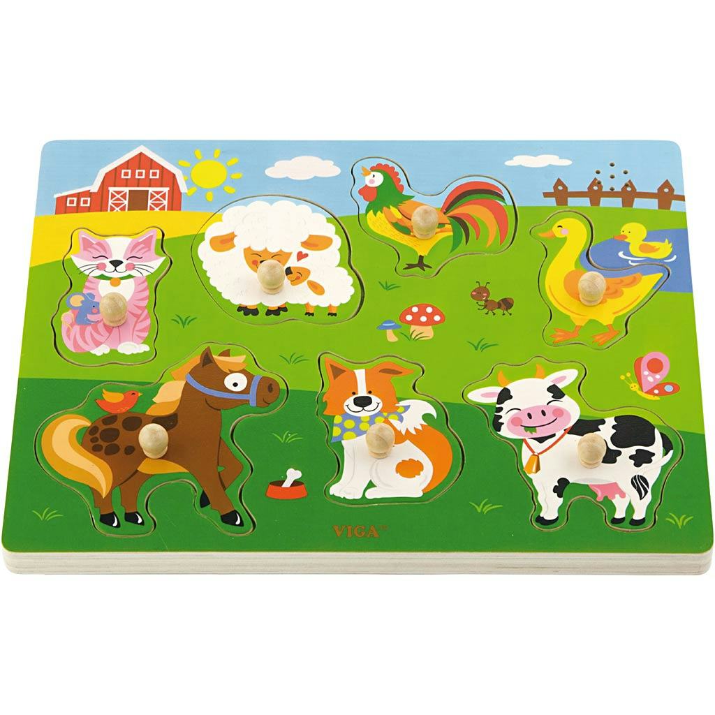 Träpussel Creativ Company VIGA Bondgårdsdjur med Ljud