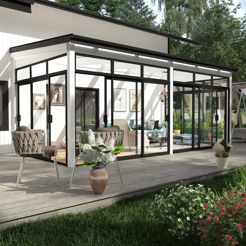 Skjutdörr med Överljus Landskap Robust Vår och Höst 3-del