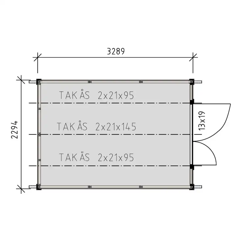 Förråd Vibostugan Finnstorp 7,5 m² Redskapsbod i Trä med Sadeltak